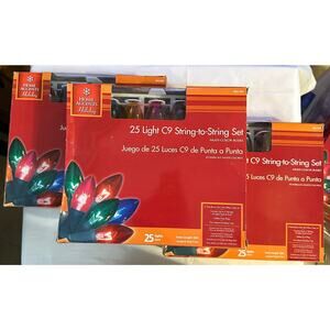 Home Accents Holiday Christmas Lights 25 Count‎ C9 Strand Set 25ft Set of 3
